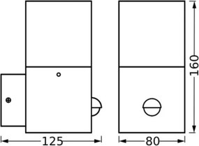 Ledvance FIGO SQUARE kültéri fali lámpa s érzékelővel 1xE27/20W/230V