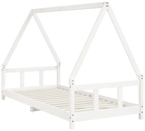 fehér tömör fenyőfa gyerekágykeret 90 x 200 cm