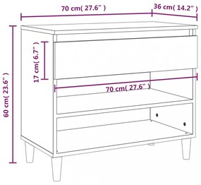 füstös tölgy színű szerelt fa cipősszekrény 70 x 36 x 60 cm
