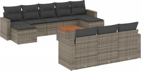 vidaXL 11 részes szürke polyrattan kerti ülőgarnitúra párnákkal