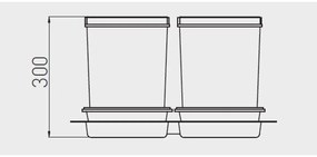 Hulladékgyűjtő GTV Multino 600, szelektív, utólag behelyezhető, 15+2x7 L edénnyel, fedéllel, tárolókkal