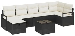 Kerti Kanapé Szett 8 pcs Fekete és krémszínű 287 x 122 x 85 cm