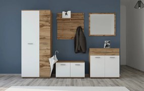 Előszoba bútor szett Wotan tölgy / fehér színkombinációban – SANTO