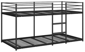 fekete acél emeletes ágy matrac nélkül 100 x 200 cm