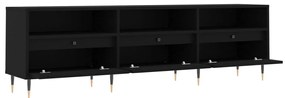 fekete szerelt fa TV-szekrény 150 x 30 x 44,5 cm
