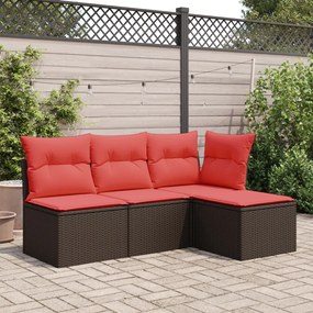 Kerti Puff Térkező Párnával Barna 55x55x37 cm Poli Rattan