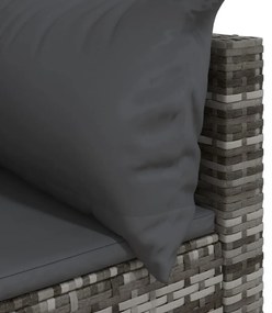 szürke polyrattan kerti sarokkanapé párnákkal