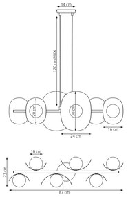 ELEMENTI kábeles csillár, 6 x G9, 8 W, 230 V, fekete