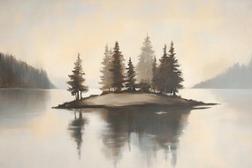 Canvas Vászonkép Tájkép Hegyek Erdő Tó Fjord Lucfenyő Sziget 60x40