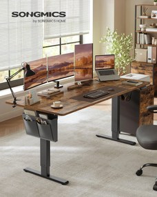 Magasságállítható elektromos íróasztal memóriafunkcióval 180 x 80 cm, vintage barna