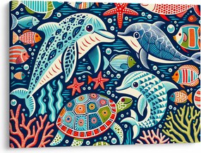 Kép – Rajzolt vízi állatok (70x50 cm)