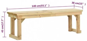 impregnált fenyőfa kerti pad 140 cm