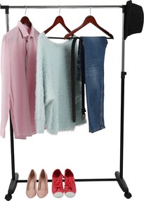 Görgős ruhaálvány, króm/fekete műanyag, SOREN