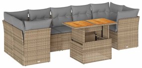 vidaXL 8 részes bézs polyrattan kerti ülőgarnitúra párnával