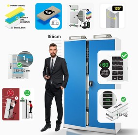 Fém iratszekrény JAN II, 1150 x 185 x 400 mm, szürke-kék