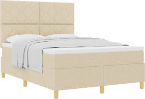 vidaXL Boxrugós ágy matracmal fejtámlával Krém 160 x 200 cm szövet