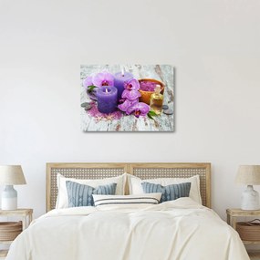 Orchideák és gyertyák képe (üvegen) (70x50 cm)