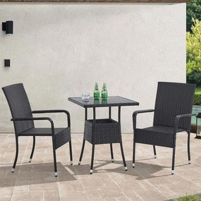Juskys Yoro rattan négyzet alakú asztal 60 cm - fekete