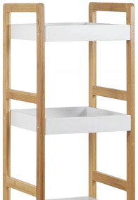 Dr-013-3 Három Részes Tároló Állvány Bambuszból Natúr Színben, Fehér Mdf Polcokkal. Teherbírás: 9 kg Belföldi Raktárról