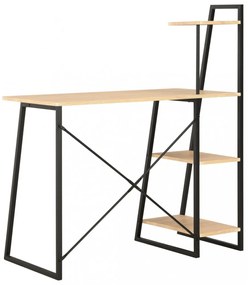 fekete és tölgyszínű íróasztal polcrendszerrel 102x50x117 cm