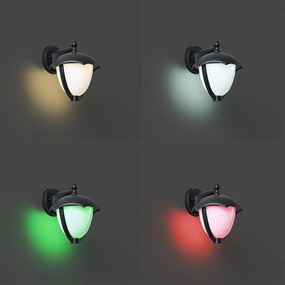 Okos kültéri fali lámpa fekete opálüveggel, LED-del, IP54 - Classica