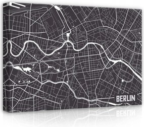 Vászonkép 70x50 Berlin térkép város alaprajz minimalizmus geometria vonalak utcák folyó