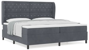 Box Spring Ágy Matraccal, Sötétszürke, 200x200 cm, Bársony