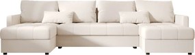 AKCIÓ Kihúzható U alakú VENORIA ülőgarnitúra 285x146 cm, krém színű + 2 párna INGYEN II. osztály