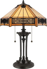 Elstead QZ-INDUS-TL Indus Tiffany asztali lámpa többszínű vintage bronz 2×E27 IP20