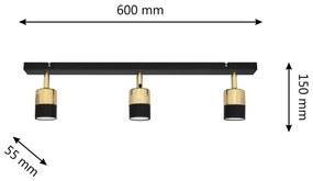 LED Spotlámpa TUBSSON 3xGU10/4,8W/230V fekete/arany