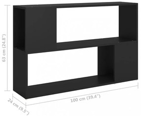 fekete szerelt fa könyvszekrény 100 x 24 x 63 cm