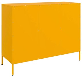 mustársárga acél tálalószekrény 100,5 x 39 x 79 cm