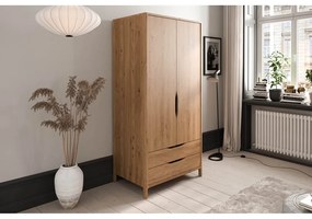 Natúr színű tölgyfa ruhásszekrény 96x188 cm Twig – The Beds