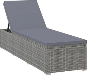 vidaXL szürke polyrattan napozóágy párnával