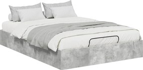 vidaXL Ottomán Ágykeret tárolóval Beton Szürke 120 x 200 cm Faanyag