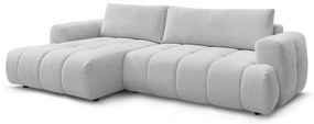 Világosszürke kinyitható-tárolóhelyes sarokkanapé (bal oldali-heverő résszel) Fuji – Bobochic Paris