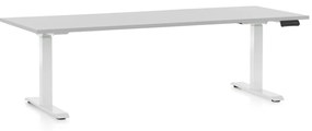 OfficeTech D állítható magasságú asztal, 200 x 80 cm, fehér alap, világosszürke