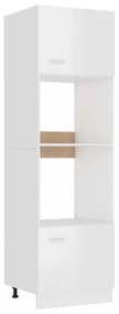 Magasfényű fehér forgácslap mikro tartó szekrény 60x57x207 cm