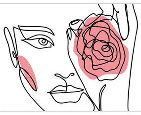 Kép - Line art arc rózsával (120x50 cm)