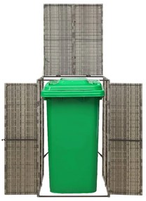 szürke polyrattan kerekes kukatároló fészer 70 x 80 x 117 cm
