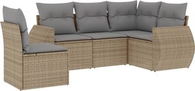 vidaXL 5 részes bézs polyrattan kerti ülőgarnitúra párnákkal