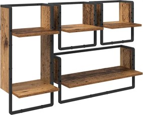 vidaXL Fali polc készlet 4 pcs Öreg fa 65 x 25 x 30 cm Faanyag