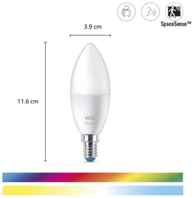 SZETT 3xLED RGBW C37 E14/4,9W/230V 2200-6500K CRI90 Wi-Fi-WiZ dimmable