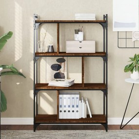 4 szintes barna tölgyszínű fa könyvespolc 76 x 32 x 123 cm