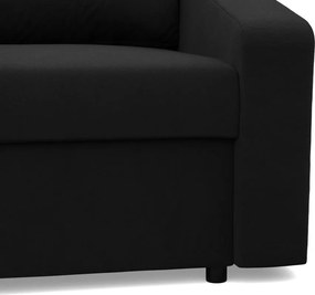 Zeus sarokkanapé, 2 ágyneműtartóval, döntött kartámasz, szövet anyag, univerzális oldal, hab töltet, fekete