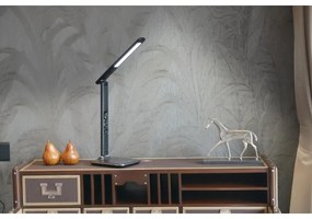 Immax 08930L - LED Szabályozható asztali lámpa kijelzővel KINGFISHER LED/9W/230V/12V fekete