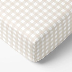 Goldea pamut körgumis lepedő - latté kockás 120 x 200 cm