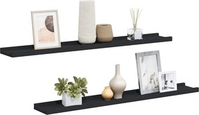 vidaXL 2 db fekete MDF szegélypolc képkeretekhez 80 x 9 x 3 cm
