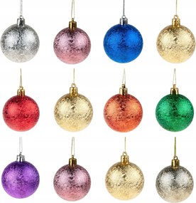 Karácsonyfadíszek Színes Karácsonyfadísz Szett 12 Db-os 6CM Karácsonyi Díszek