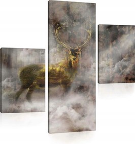 Vászonkép 80x80 Szarvas köd misztikus vad természet rejtély erdő fantázia
